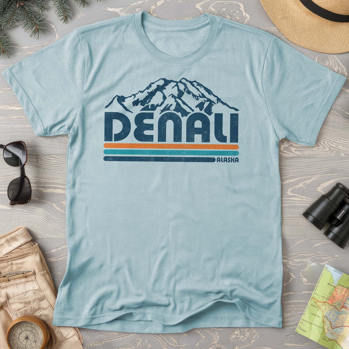 Denali Alaska Retro Stripe Comfort Colors T-Shirt