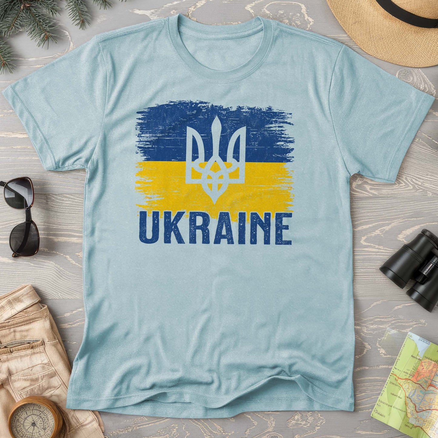 Ukraine Textured Trident Flag Comfort Colors T-Shirt