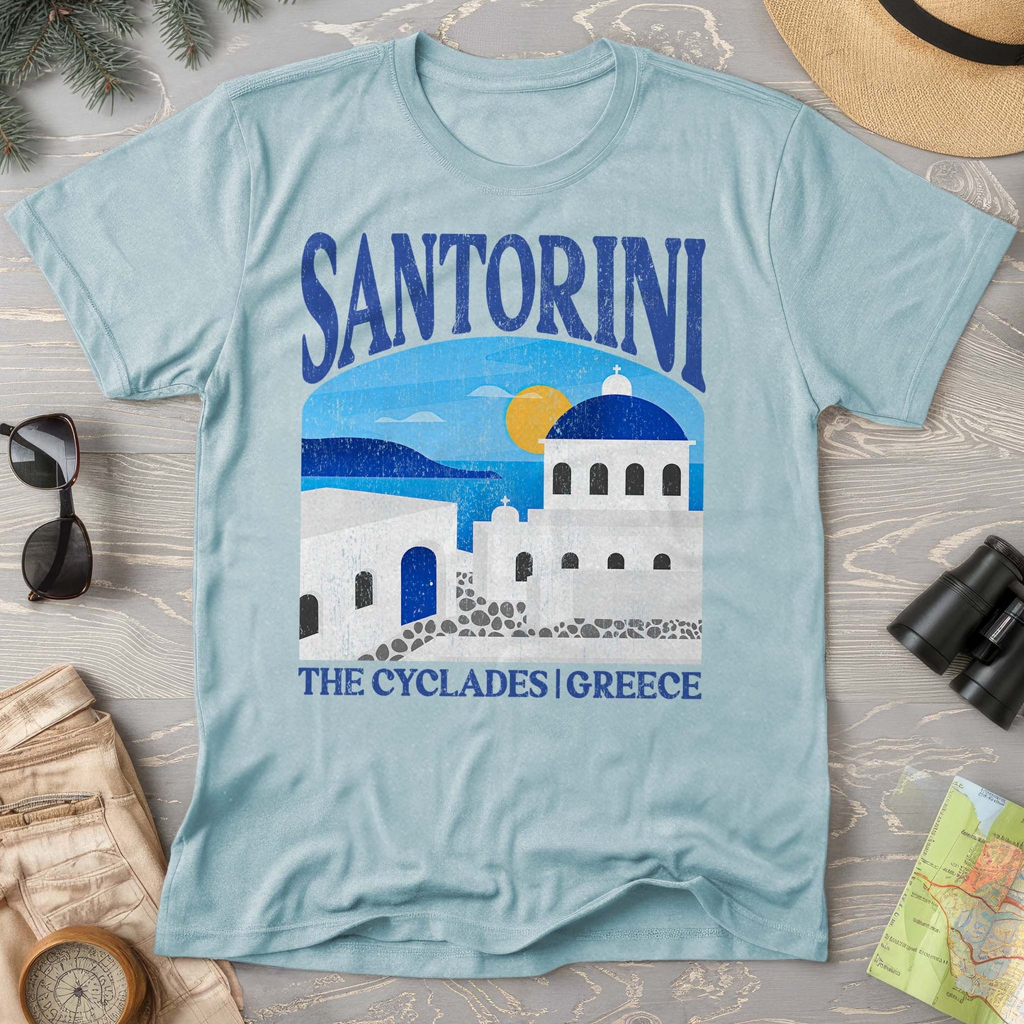 Santorini Greece "Big and Bold" Comfort Colors T-Shirt