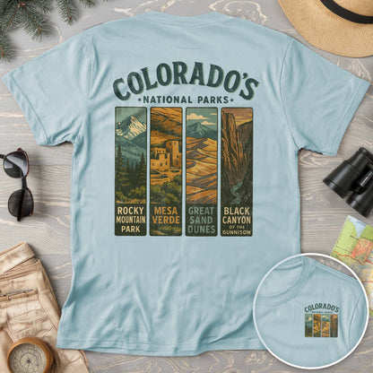 Colorado National Parks Vertical Front/Back Print Comfort Colors T-Shirt