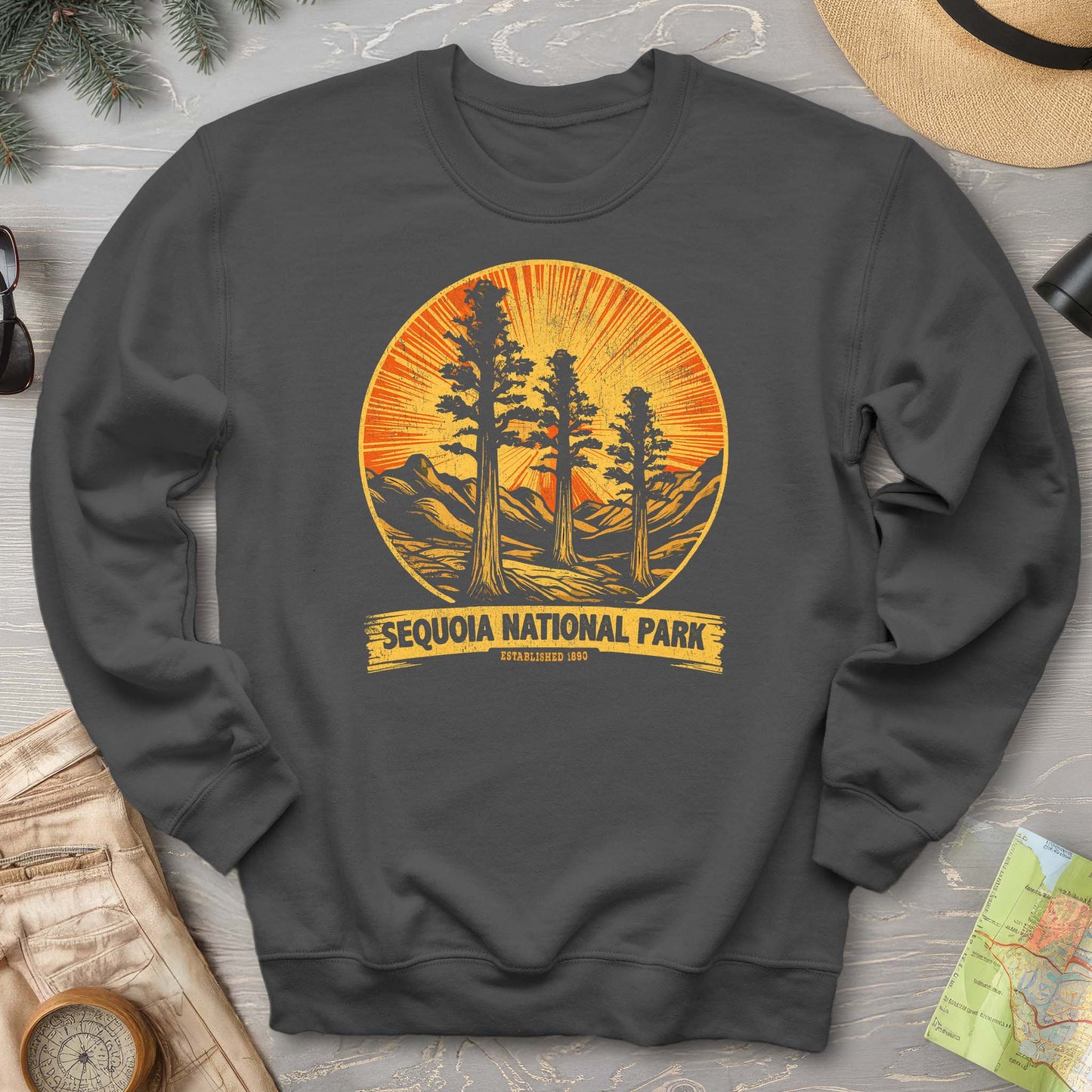 Sequoia 3 Trees Vintage Print Sweatshirt