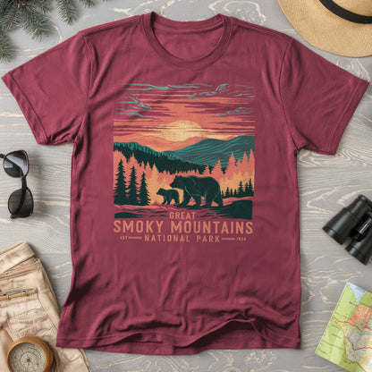 Great Smoky Mountains Sunset Bears T-Shirt