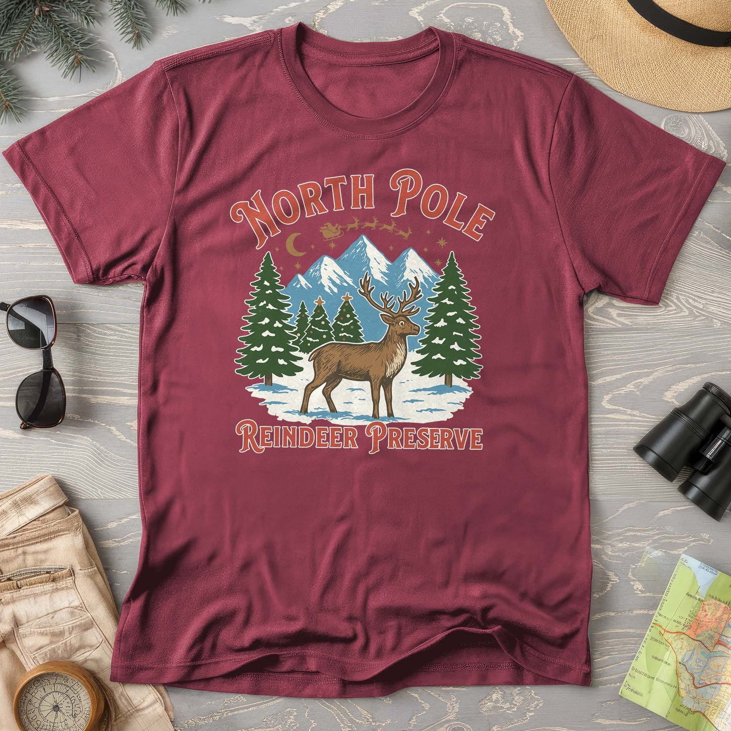 North Pole Reindeer Preserve Comfort Colors T-Shirt