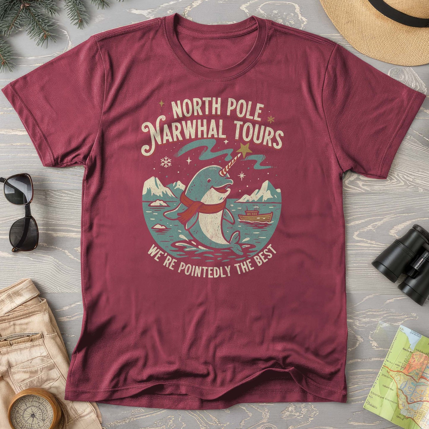 North Pole Narwhal Tours Comfort Colors T-shirt