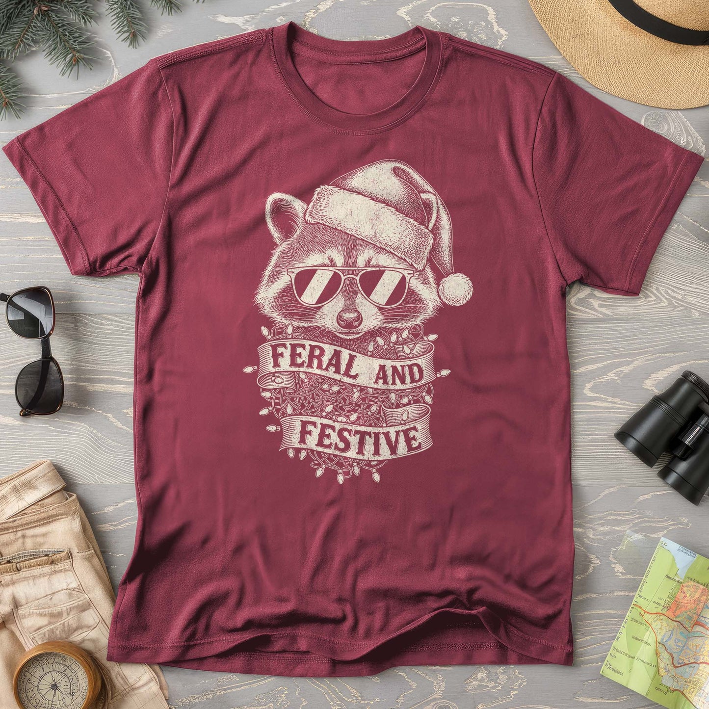 Feral and Festive Racoon Comfort Colors T-shirt