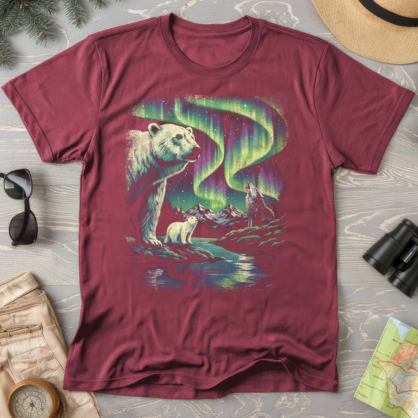 Northern Lights Polar Bears T-shirt