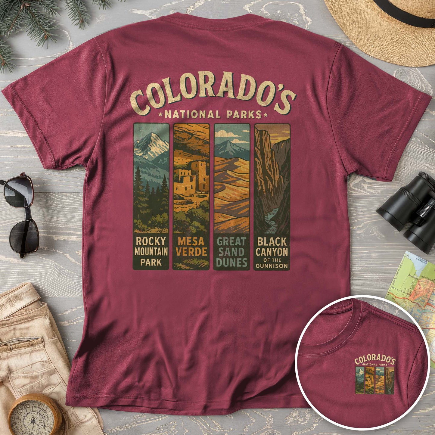Colorado National Parks Vertical Front/Back Print Comfort Colors T-Shirt