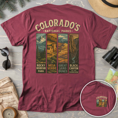 Colorado National Parks Vertical Front/Back Print Comfort Colors T-Shirt