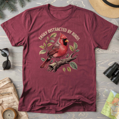 Easily Distracted By Birds Cardinal Comfort Colors T-Shirt