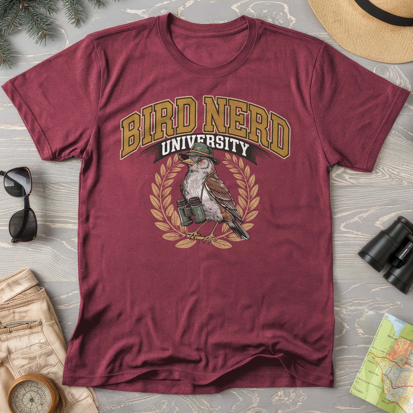 Bird Nerd University Varsity Textured Comfort Colors T-Shirt