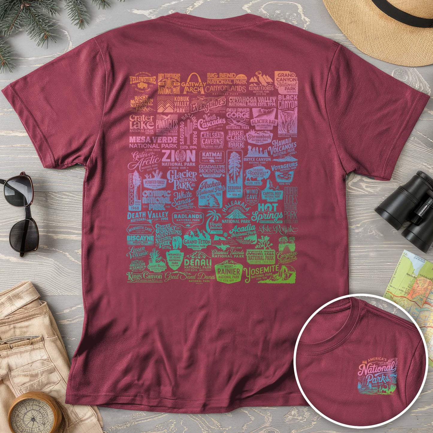 National Parks "63 Vintage Logos" Color Front/Back Print Comfort Colors T-Shirt