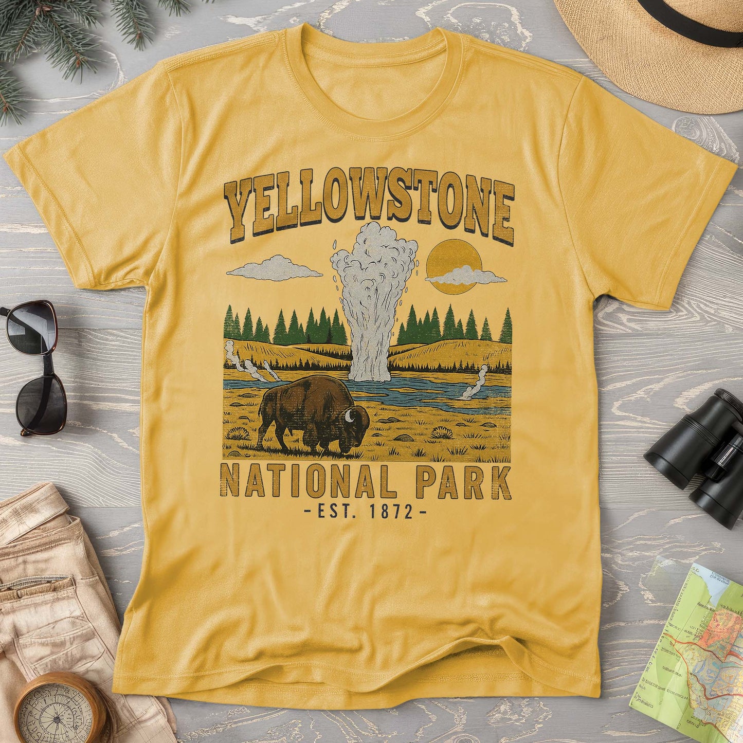 Yellowstone Old Faithful Buffalo Comfort Colors T-shirt