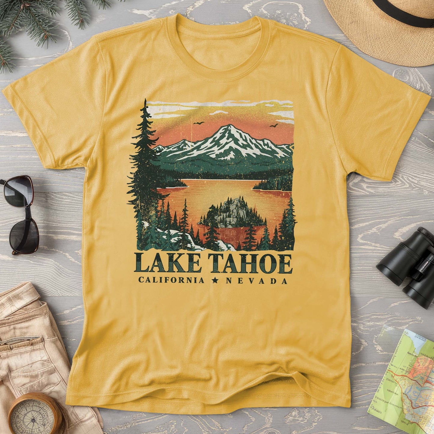 Lake Tahoe Emerald Bay Sunset Comfort Colors T-shirt