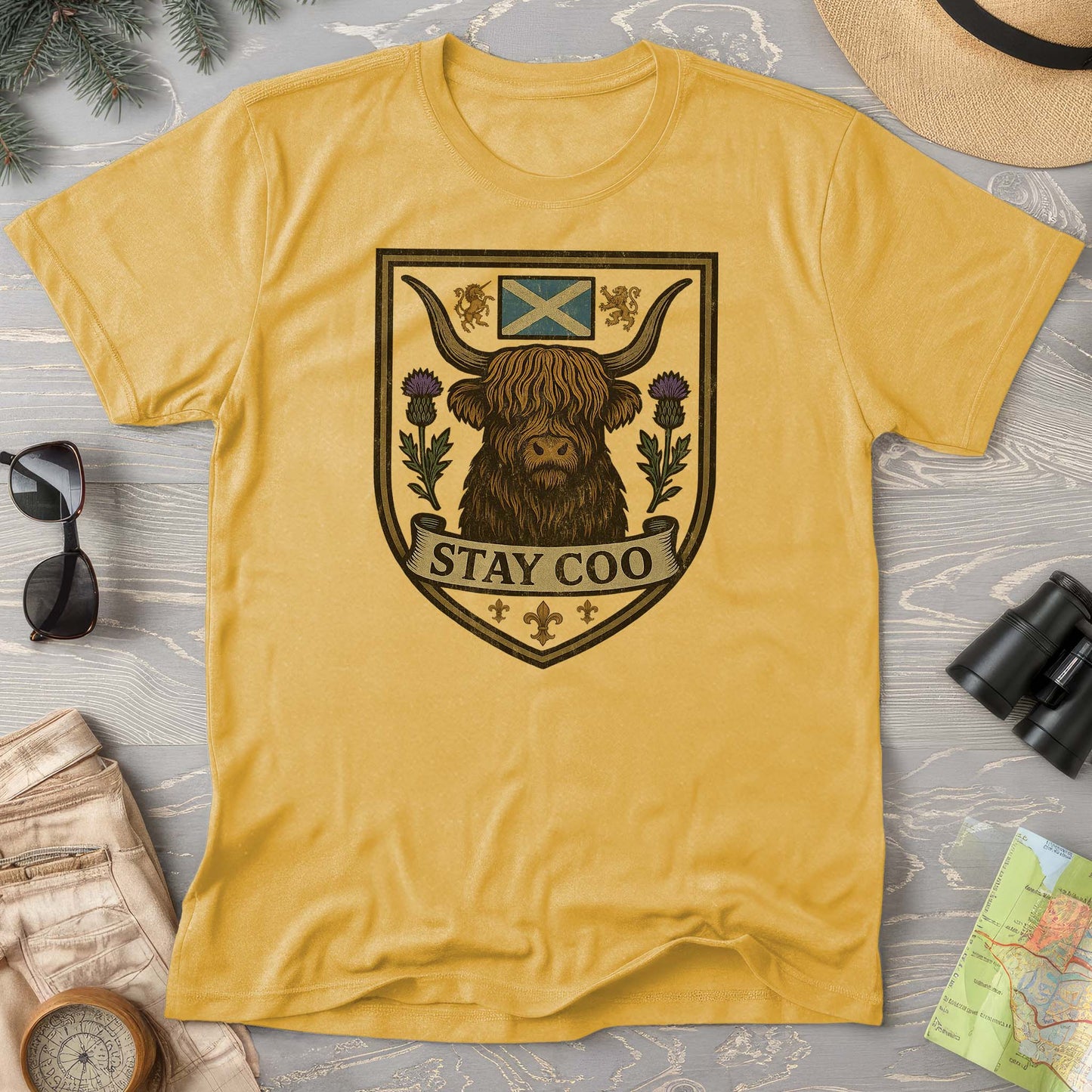 Highland Cow "Scottish Heraldry" Comfort Colors T-Shirt