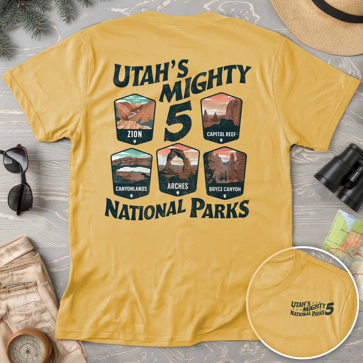 Utah's Mighty Five National Parks "5 Badges" Comfort Colors T-Shirt