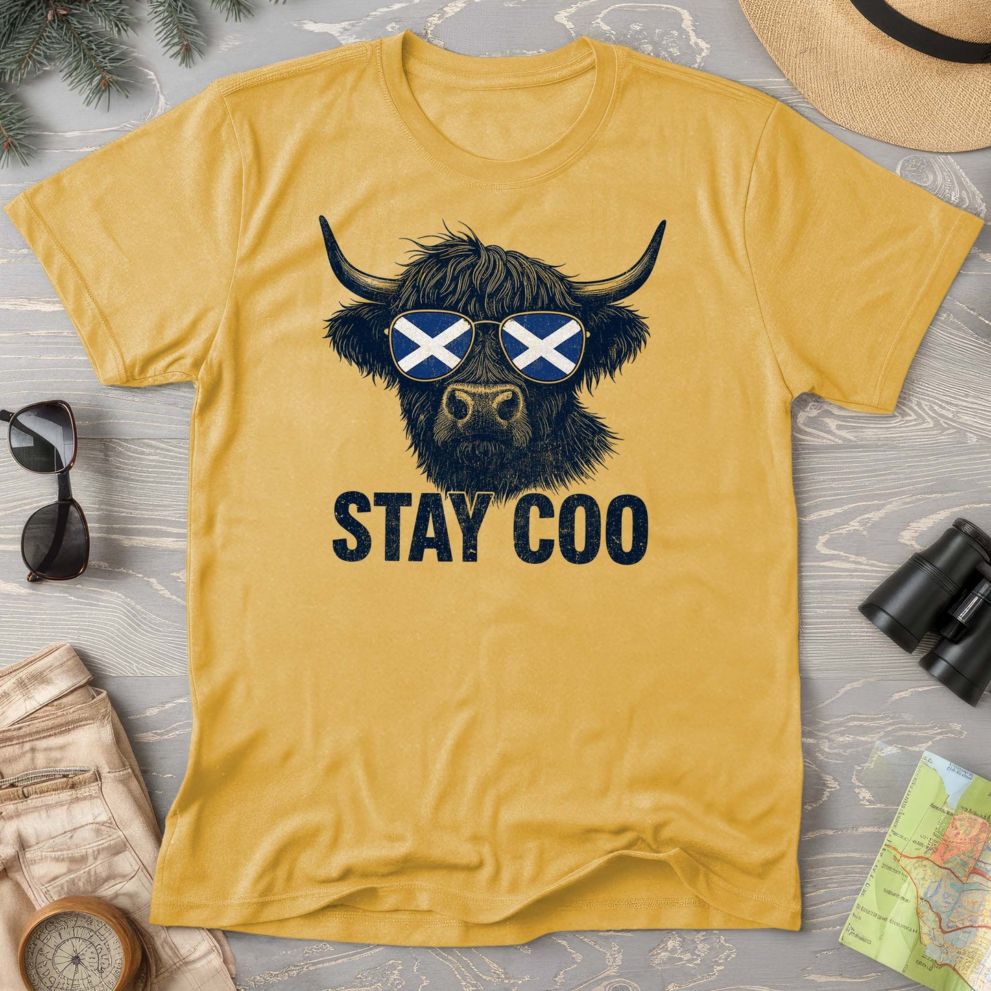 Stay Coo Highland Cow "Sunglasses" Comfort Colors T-Shirt