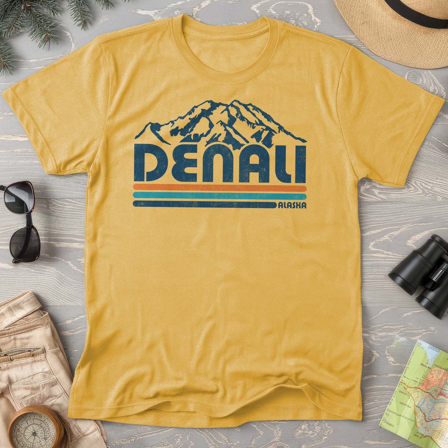 Denali Alaska Retro Stripe Comfort Colors T-Shirt