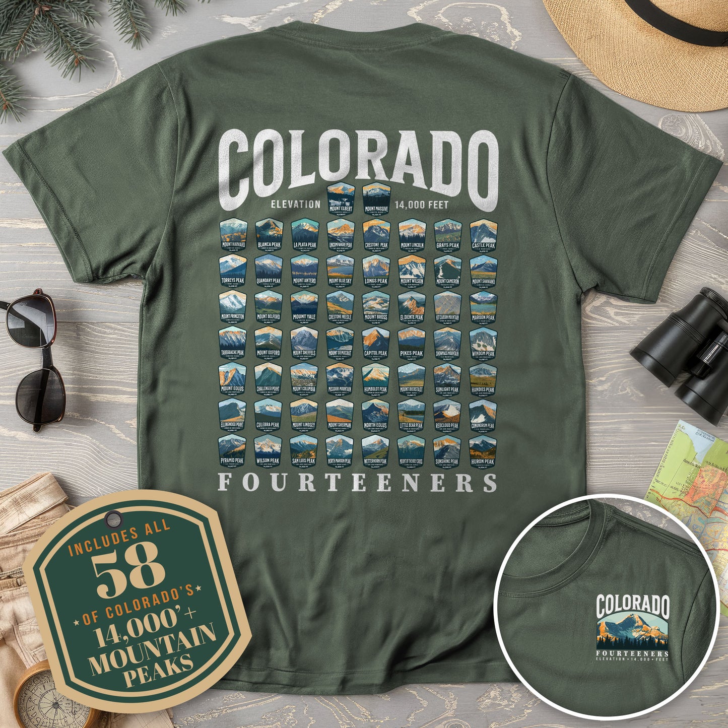 Colorado Fourteeners Front/Back Print Comfort Colors T-Shirt