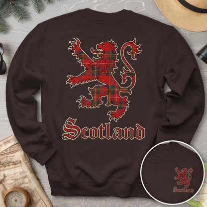 Scotland Tartan Lion Front/Back Print Sweatshirt