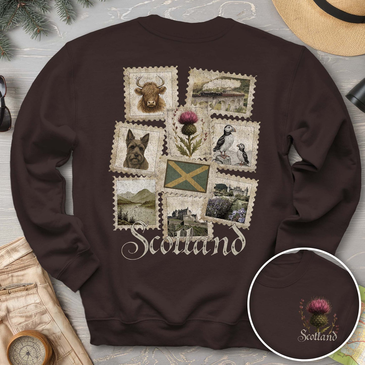 Scotland Vintage Stamps Sweatshirt