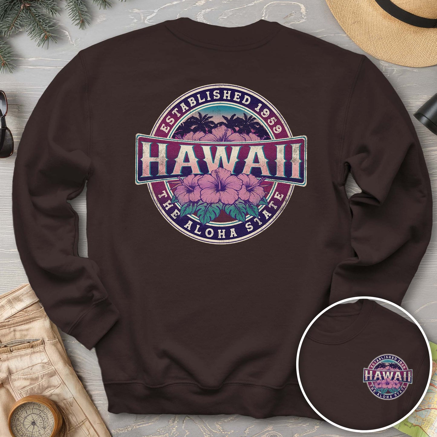 Hawaii Badge Front/Back Print Sweatshirt