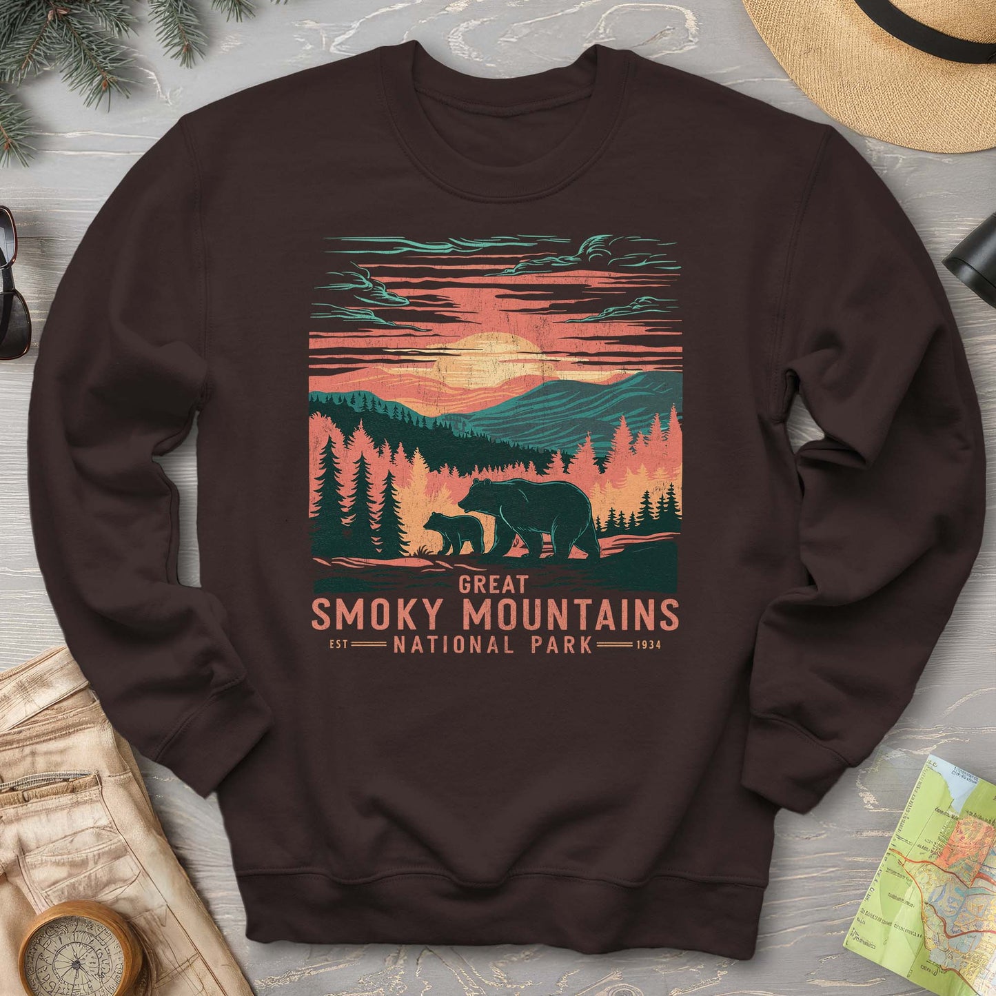 Great Smoky Mountains Sunset Bears Sweatshirt