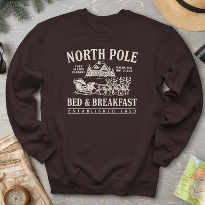 North Pole Bed and Breakfast Vintage Print Sweatshirt