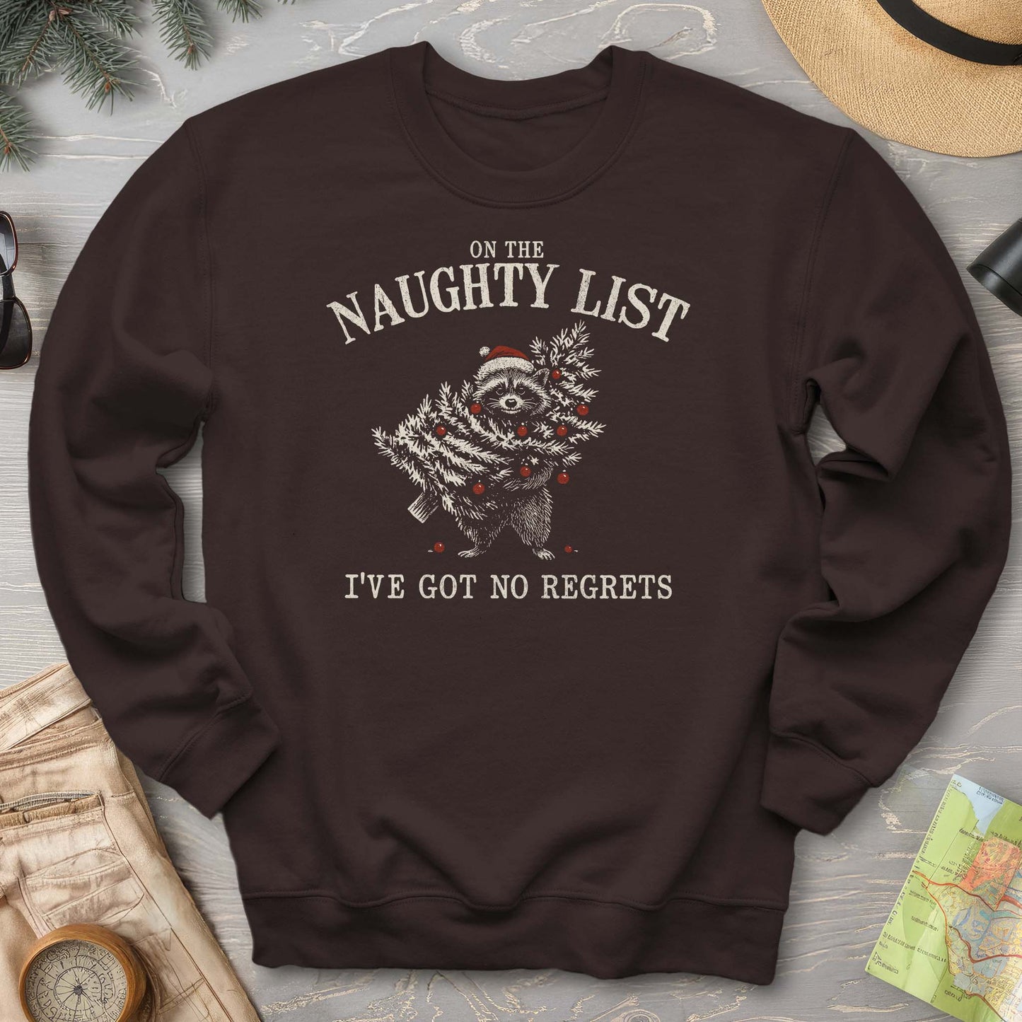 Naughty List Racoon Xmas Sweatshirt