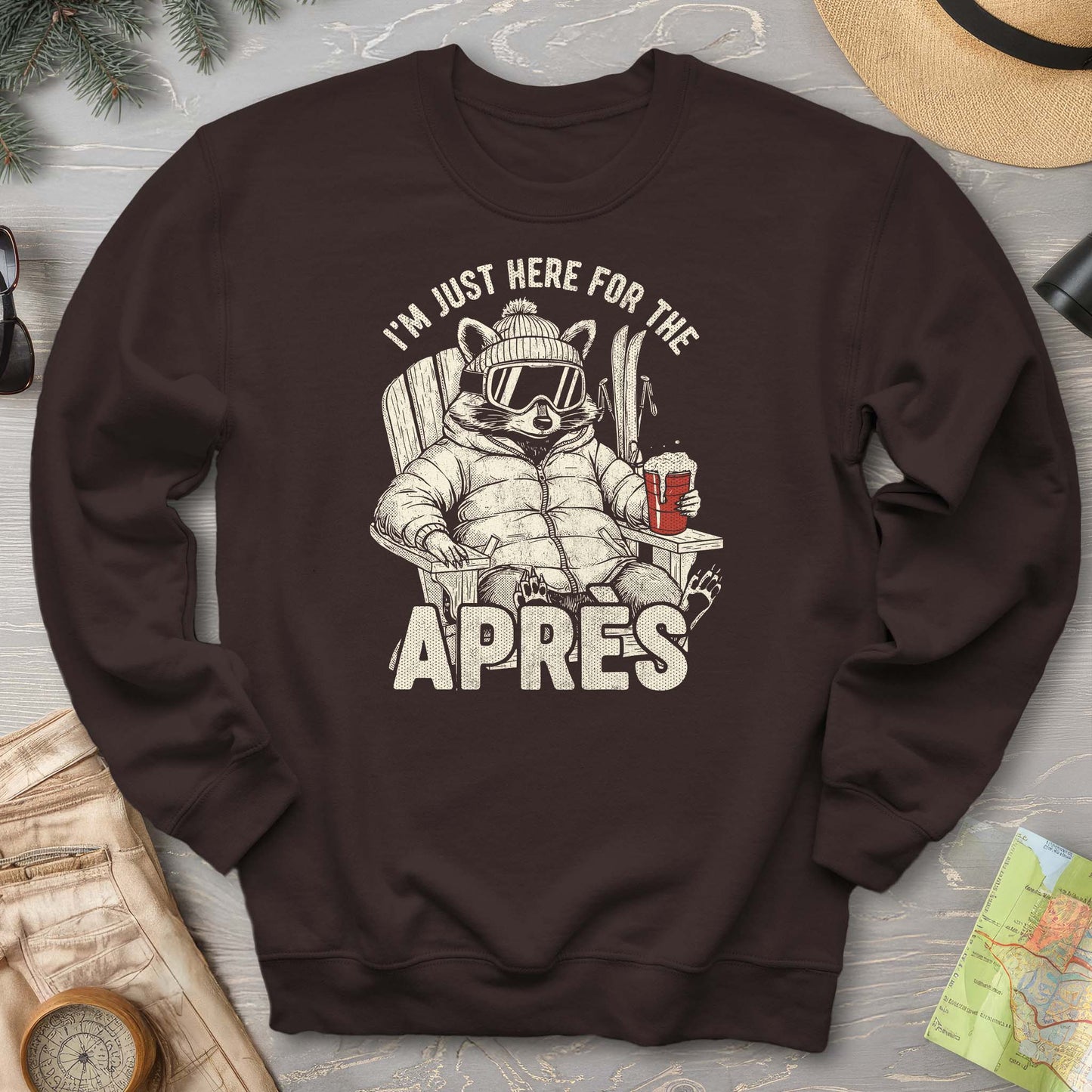 Just Here for the Apres "Raccoon" Sweatshirt