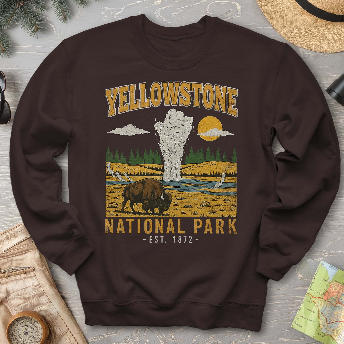 Yellowstone Old Faithful Buffalo Sweatshirt