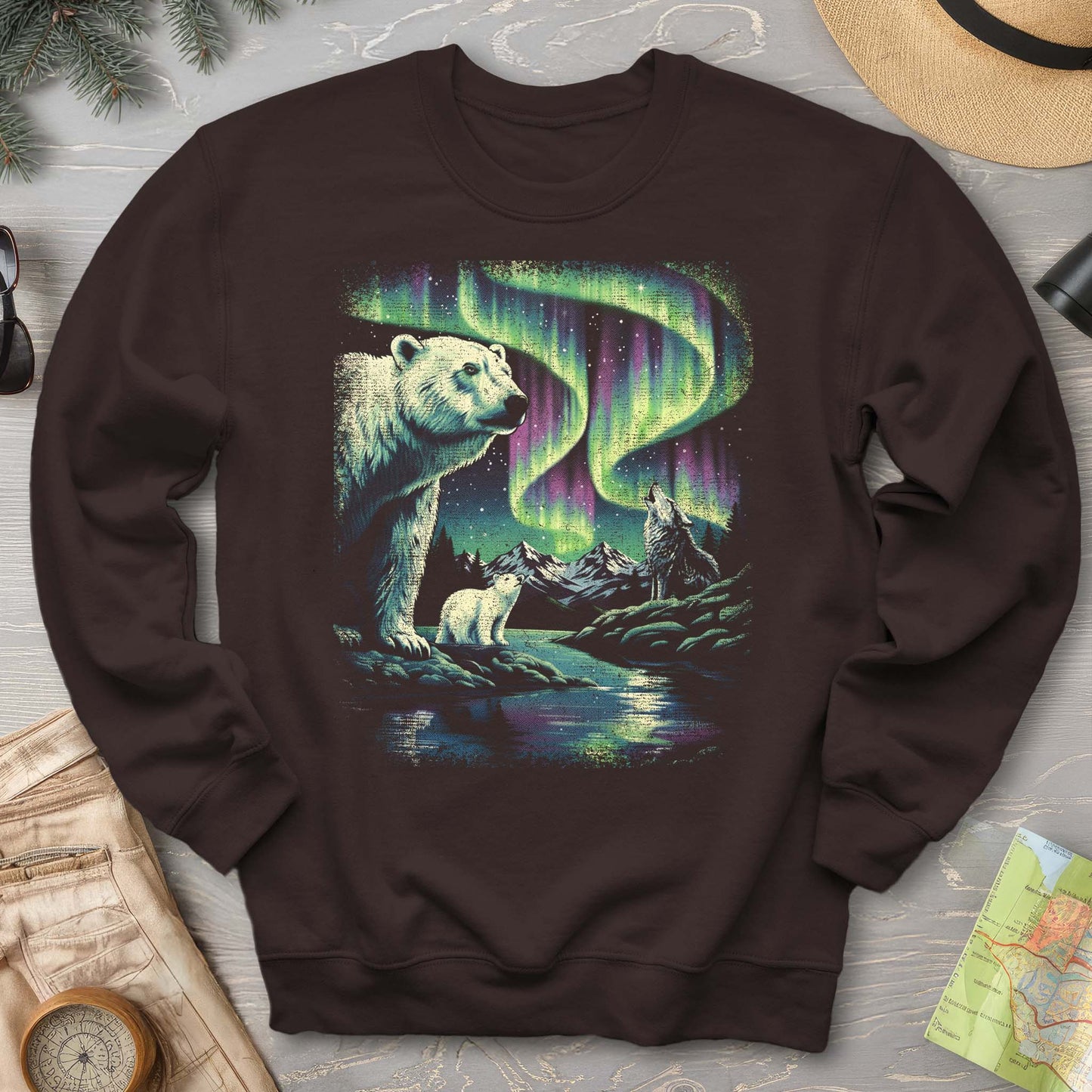 Northern Lights Polar Bears Sweatshirt