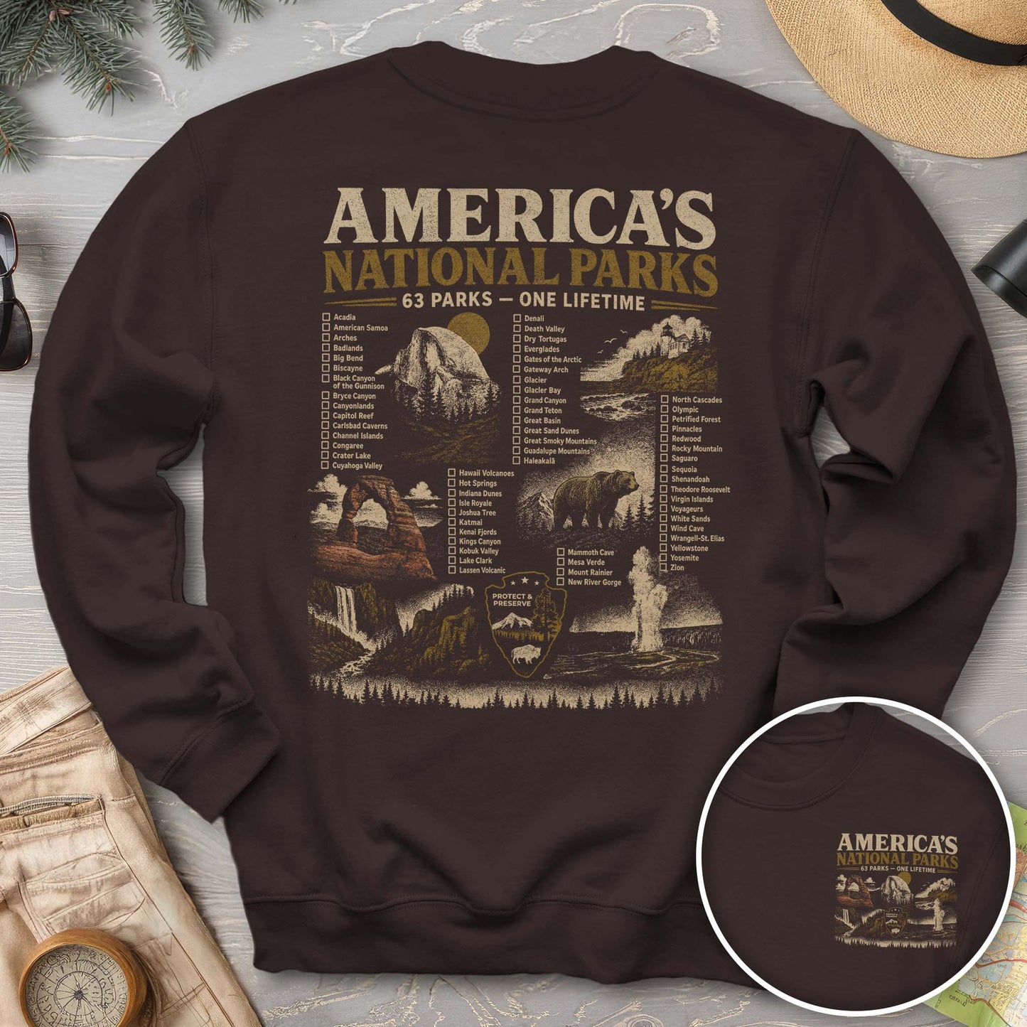 Vintage Parks Checklist Front/Back Print Sweatshirt