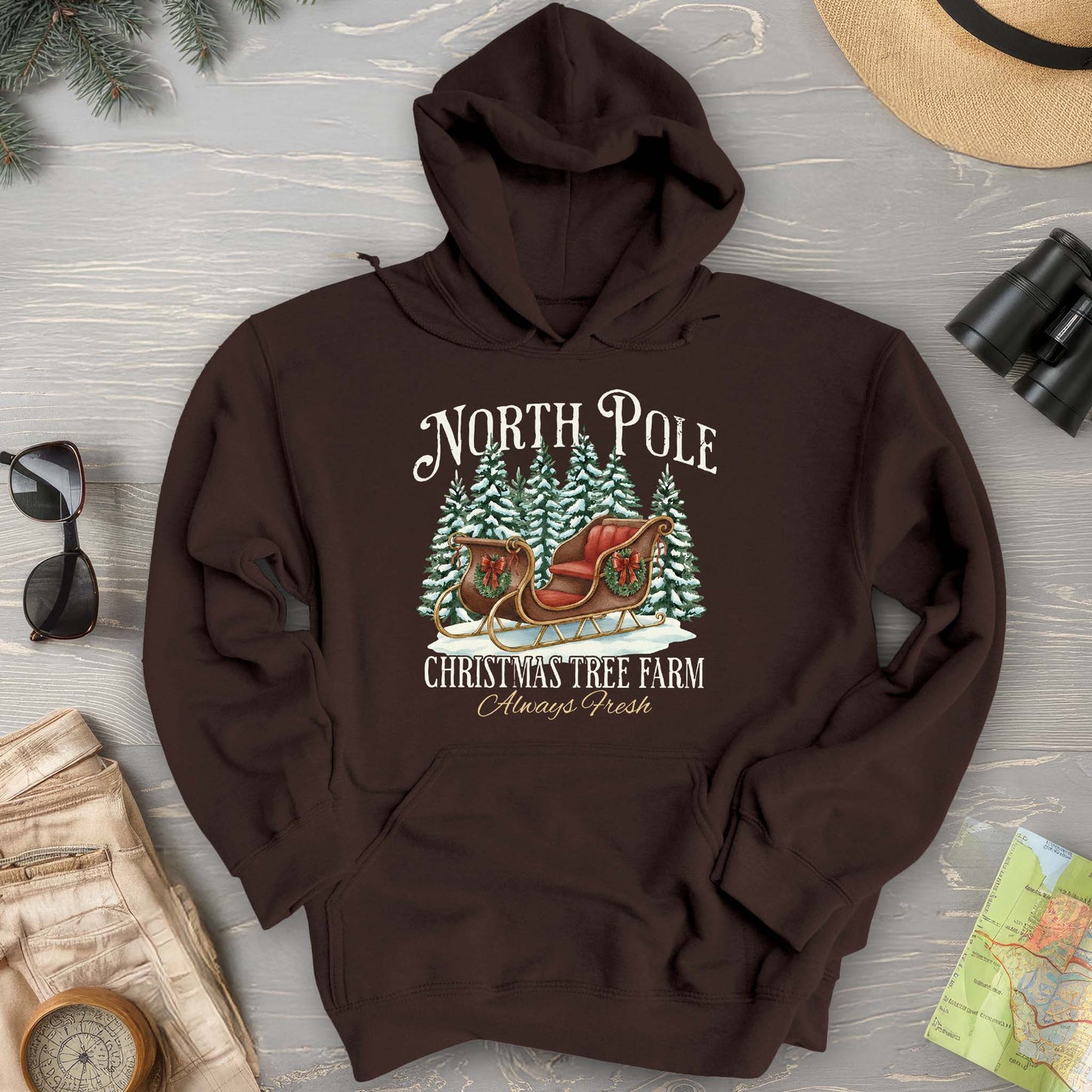 North Pole Christmas Tree Farm Hoodie