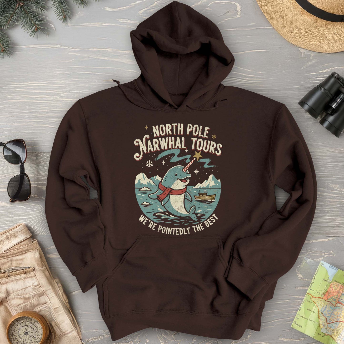 North Pole Narwhal Tours Hoodie