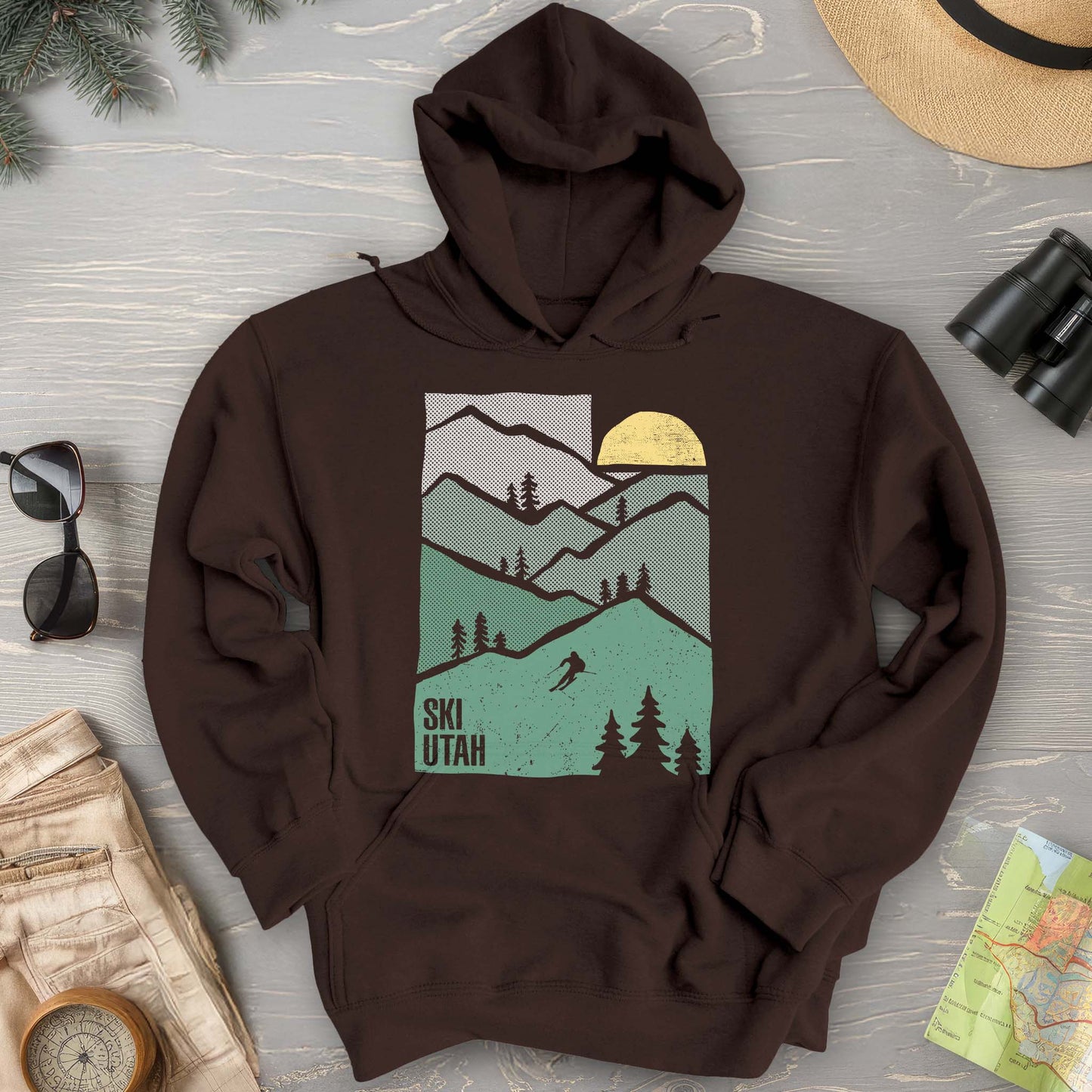 Ski Utah Mountains Hoodie