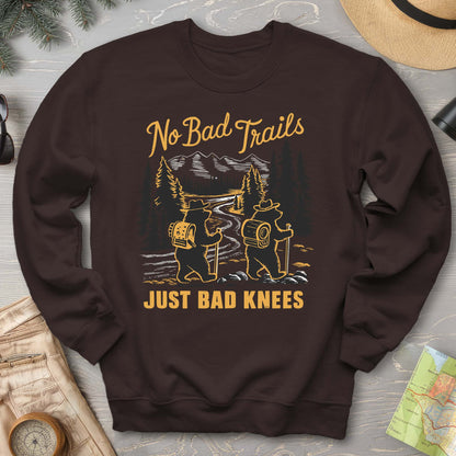 No Bad Trails Just Bad Knees Funny Hiking Crewneck Sweatshirt