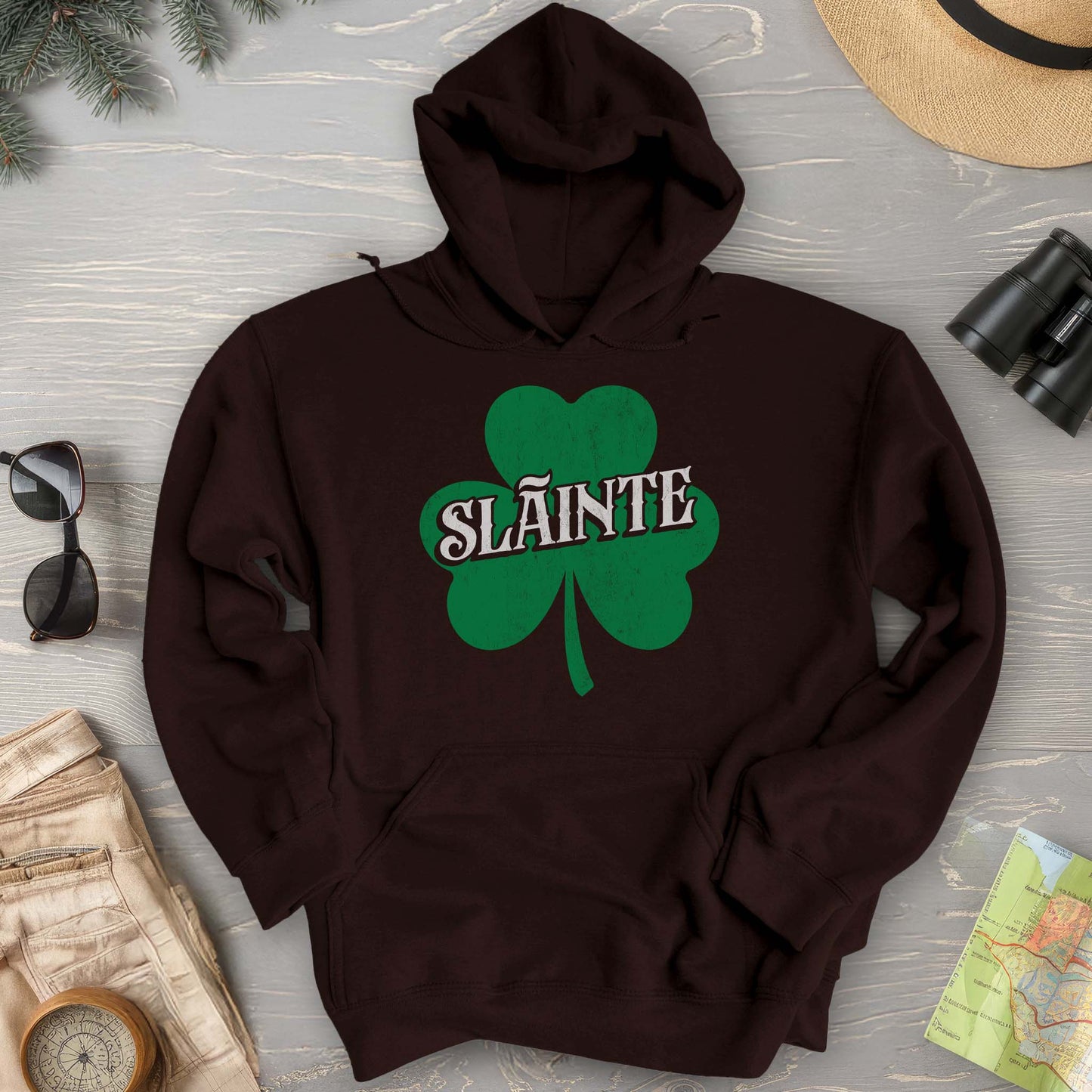 Sláinte Vintage Textured Shamrock Hoodie