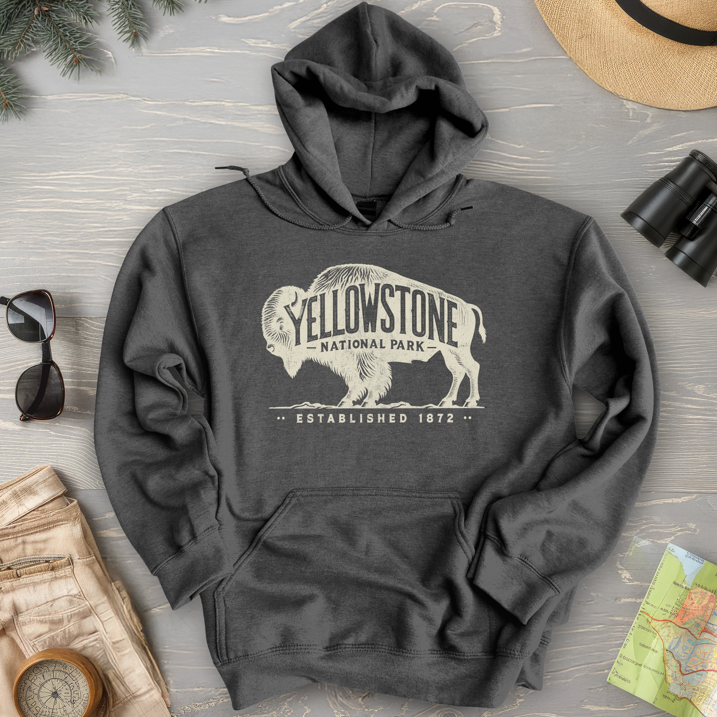 Yellowstone National Park "Vintage Buffalo" Hoodie