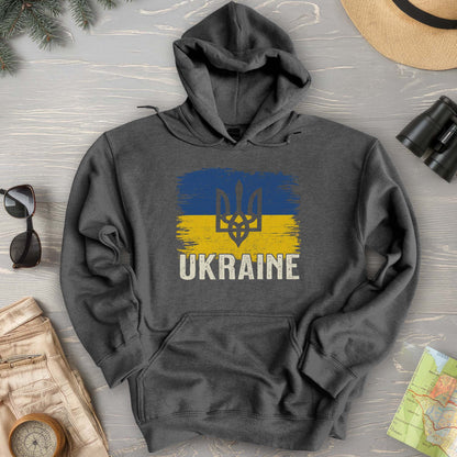 Ukraine Textured Trident Flag Hoodie