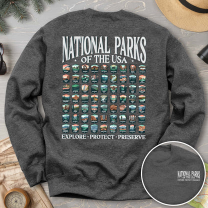 National Parks of the USA 63 Badges Crewneck Sweatshirt