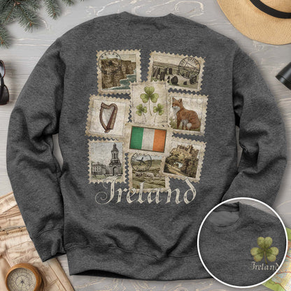 Ireland Vintage Stamps Front/Back Print Sweatshirt