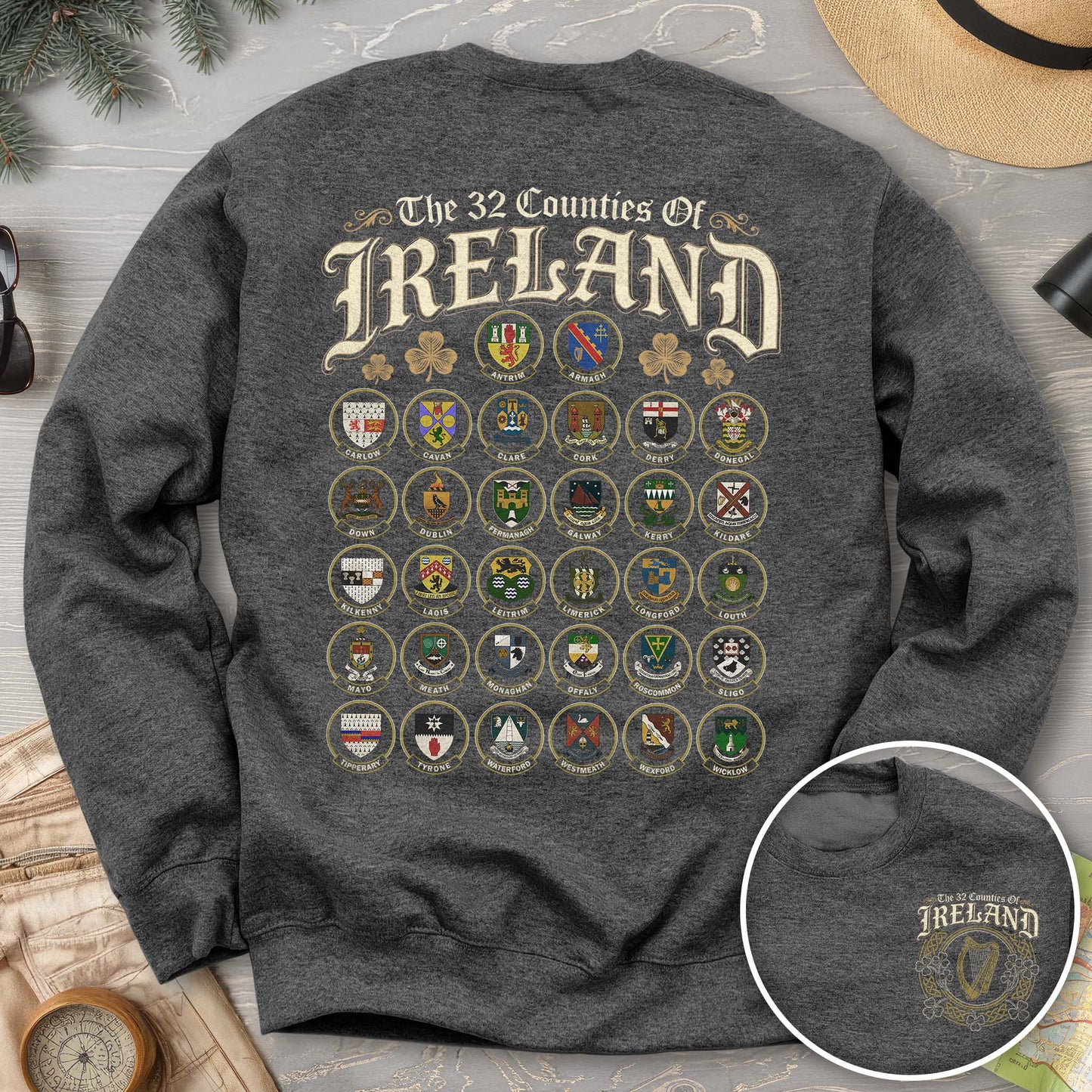 Ireland County Crests Front/Back Print Sweatshirt