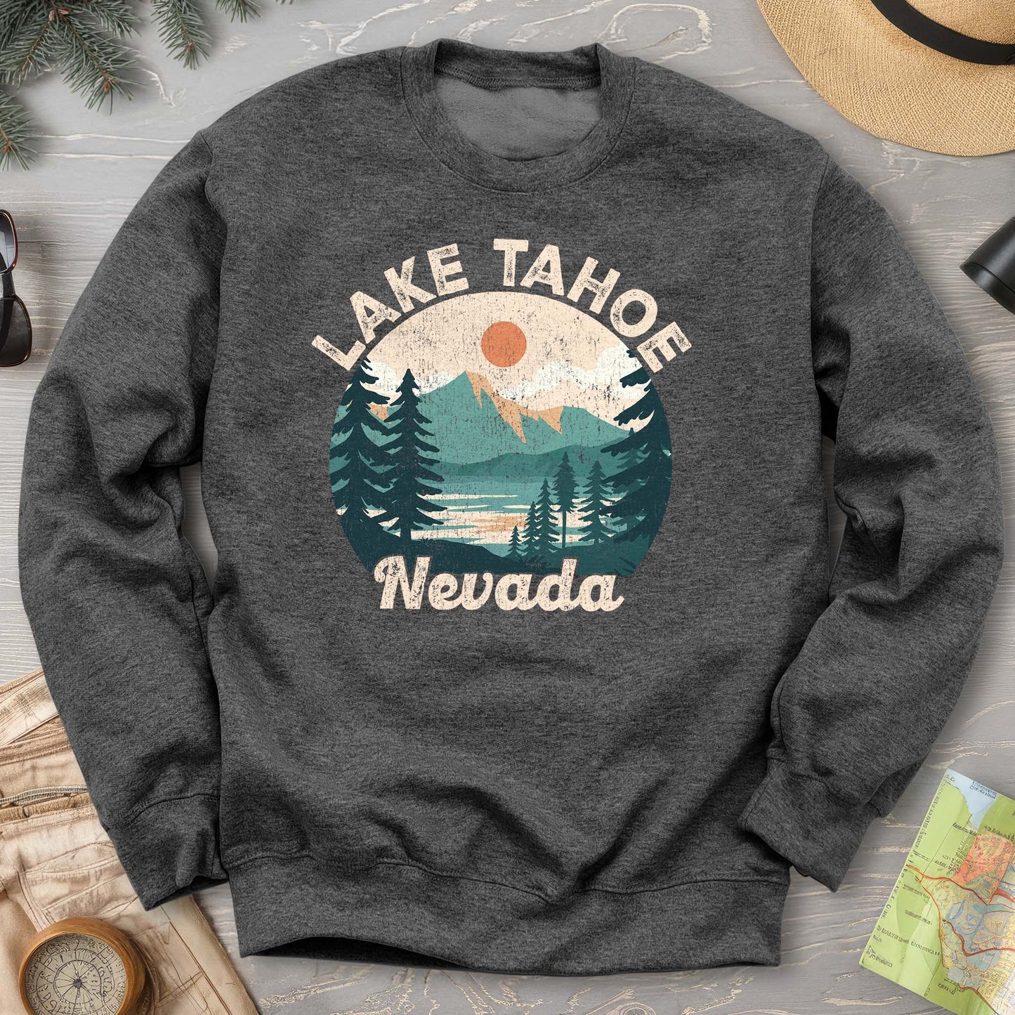 Lake Tahoe Nevada Vintage Circle Sweatshirt