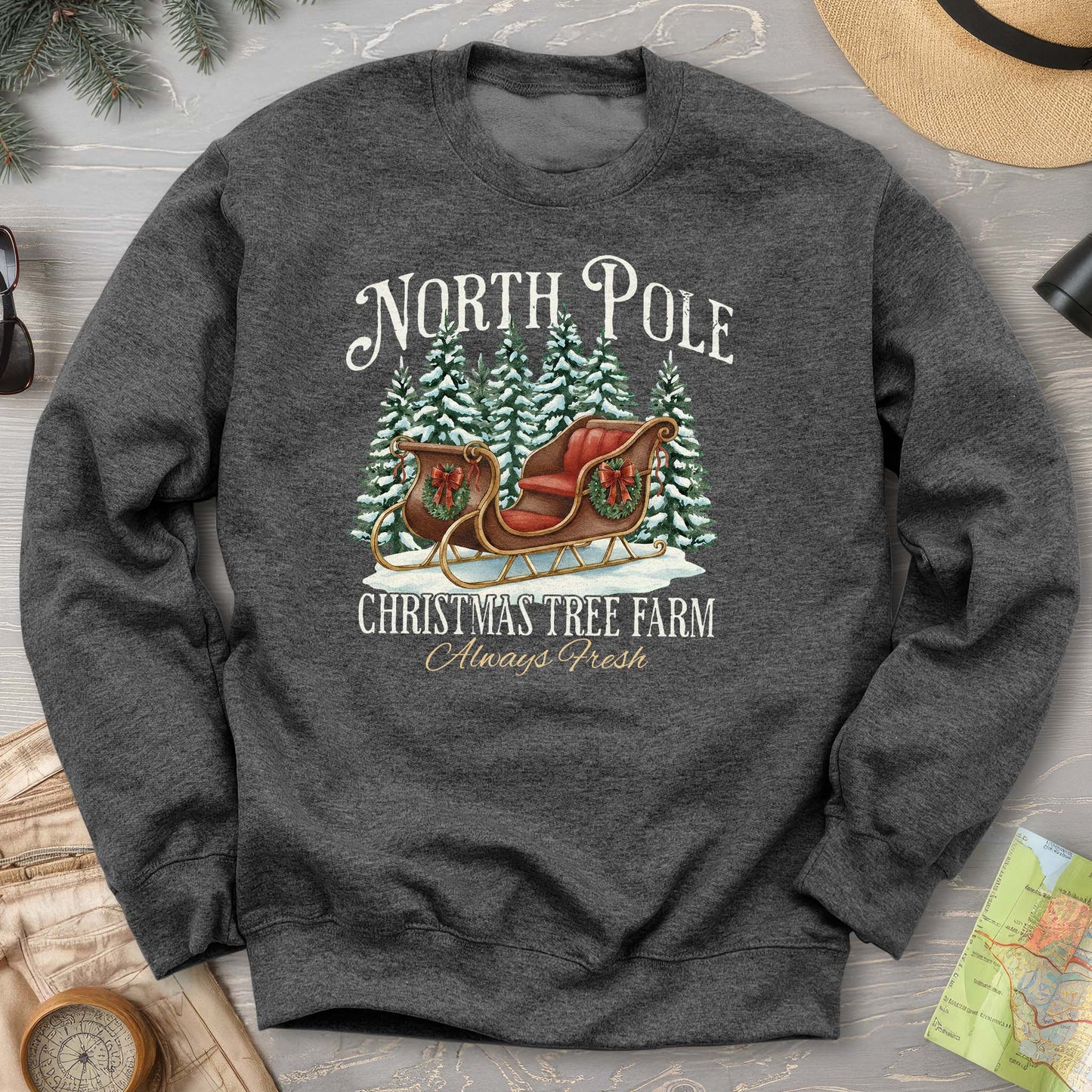 North Pole Christmas Tree Farm Sweatshirt