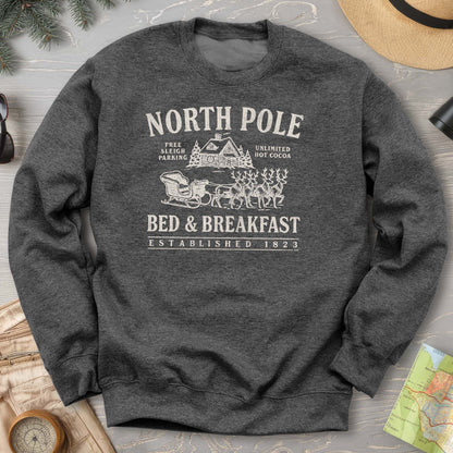 North Pole Bed and Breakfast Vintage Print Sweatshirt