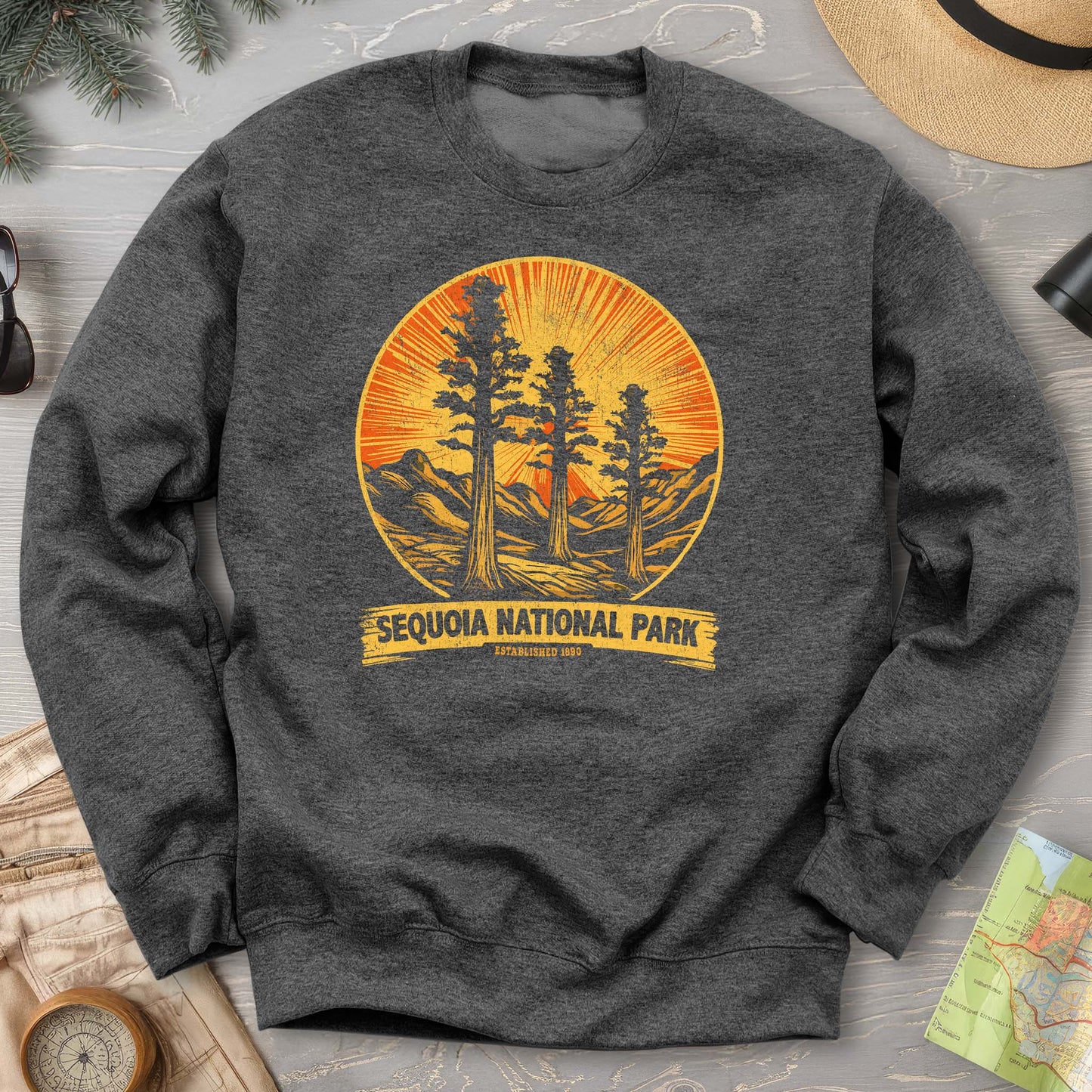 Sequoia 3 Trees Vintage Print Sweatshirt