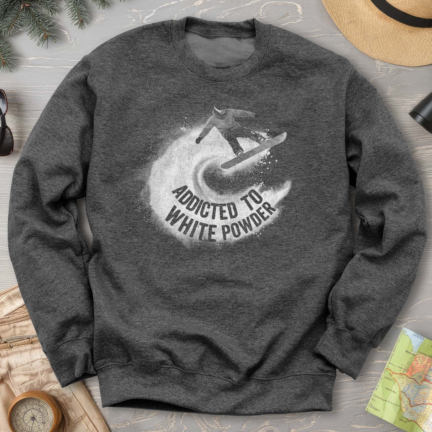 White Powder Snowboard Sweatshirt
