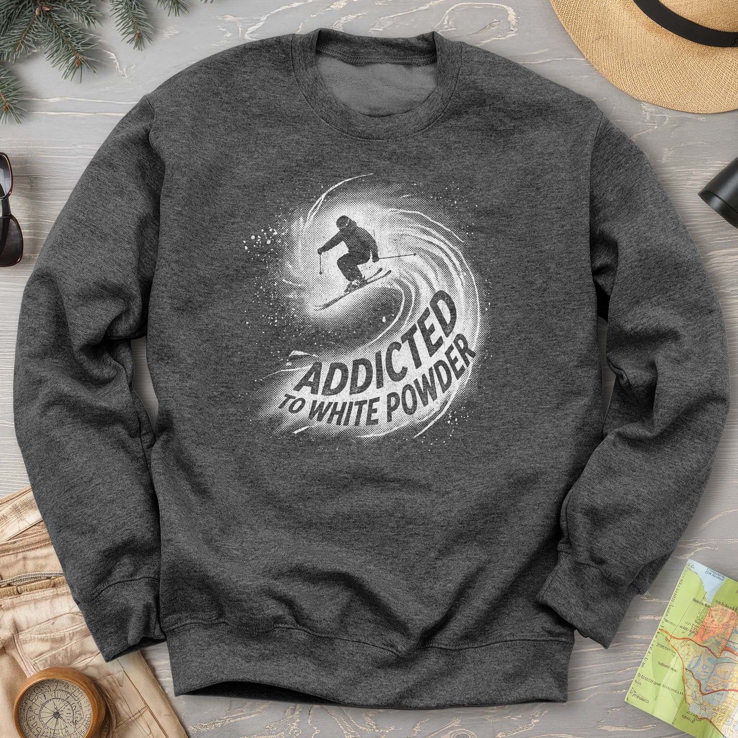 White Powder Skiing  Sweatshirt