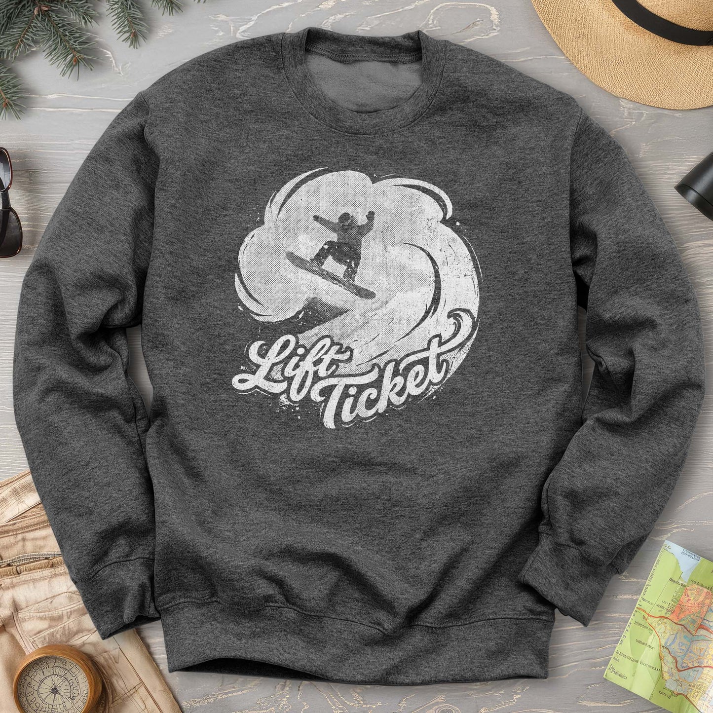 Lift Ticket Snowboard Sweatshirt