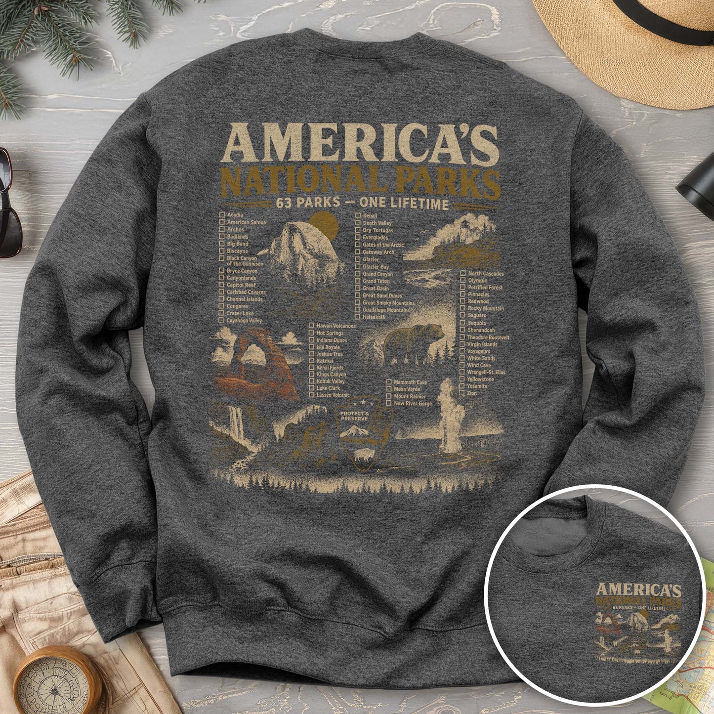 Vintage Parks Checklist Front/Back Print Sweatshirt